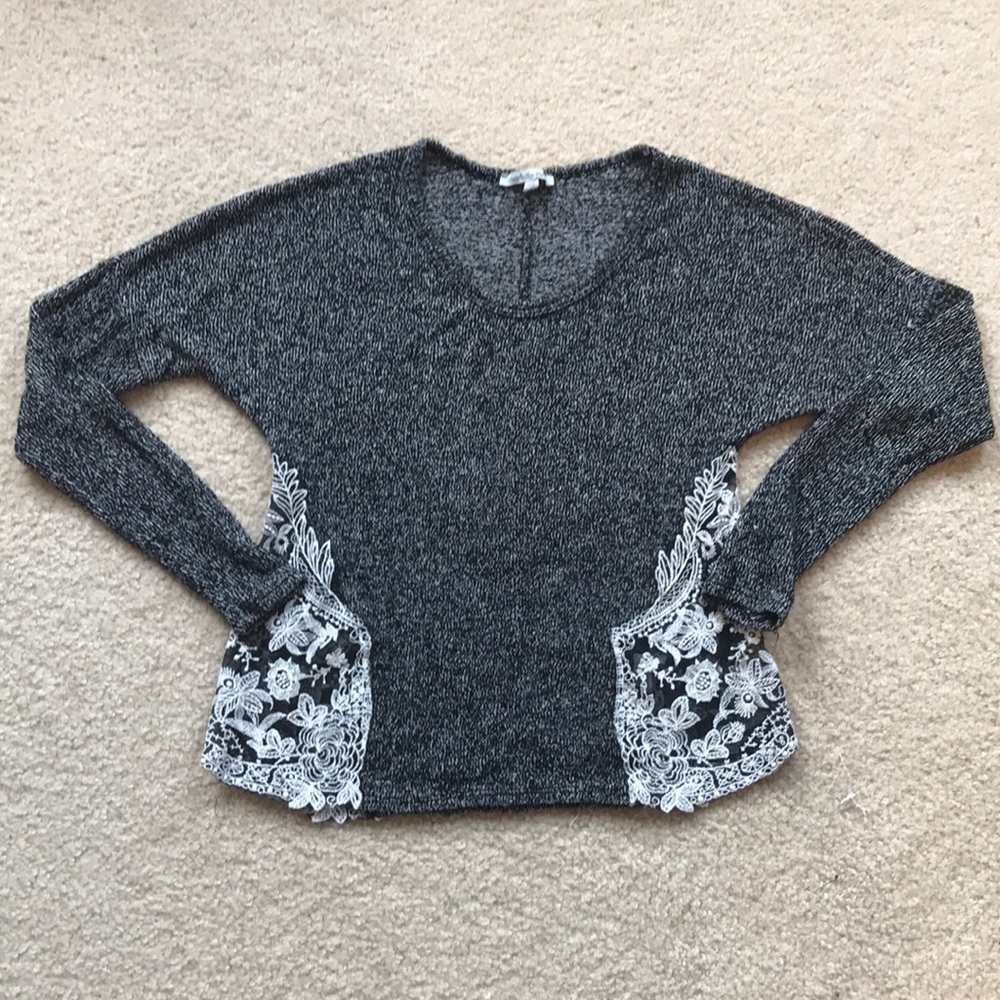 Black top with white lace detail